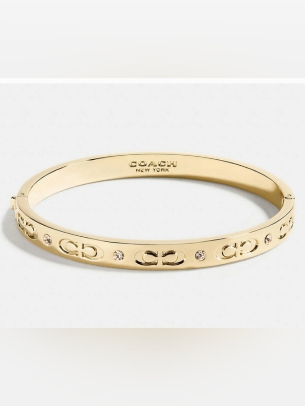 NWT! Coach Signature Hinged Bangle in Gold